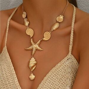Anthropologie Gold Ocean-Inspired Necklace